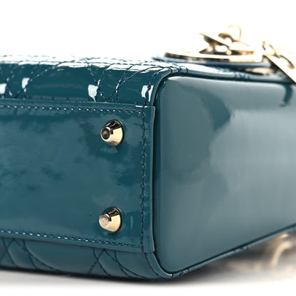 Christian Dior Patent Cannage Mini Lady Dor Blue 10 of 10