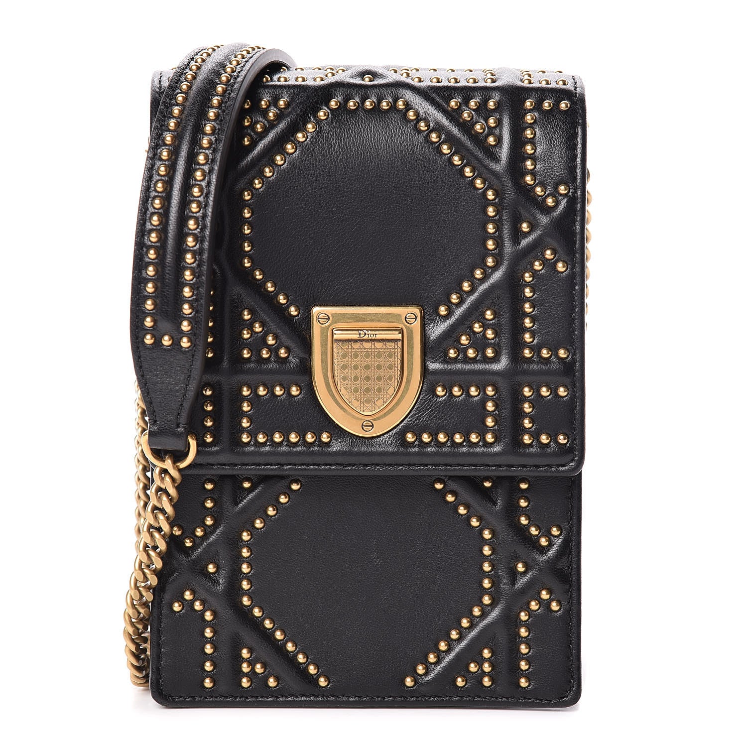 Christian Dior Lambskin Studded Vertical Diorama Black 1 of 10