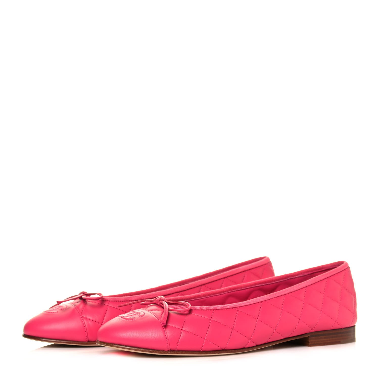 Chanel Lambskin Quilted CC Cap Toe Ballerina Flats 39.5 Pink 4 of 8