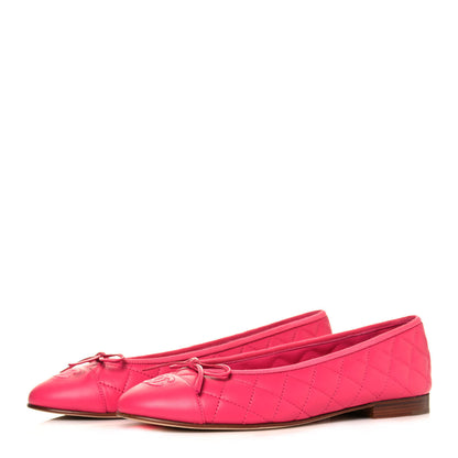 Chanel Lambskin Quilted CC Cap Toe Ballerina Flats 39.5 Pink 4 of 8