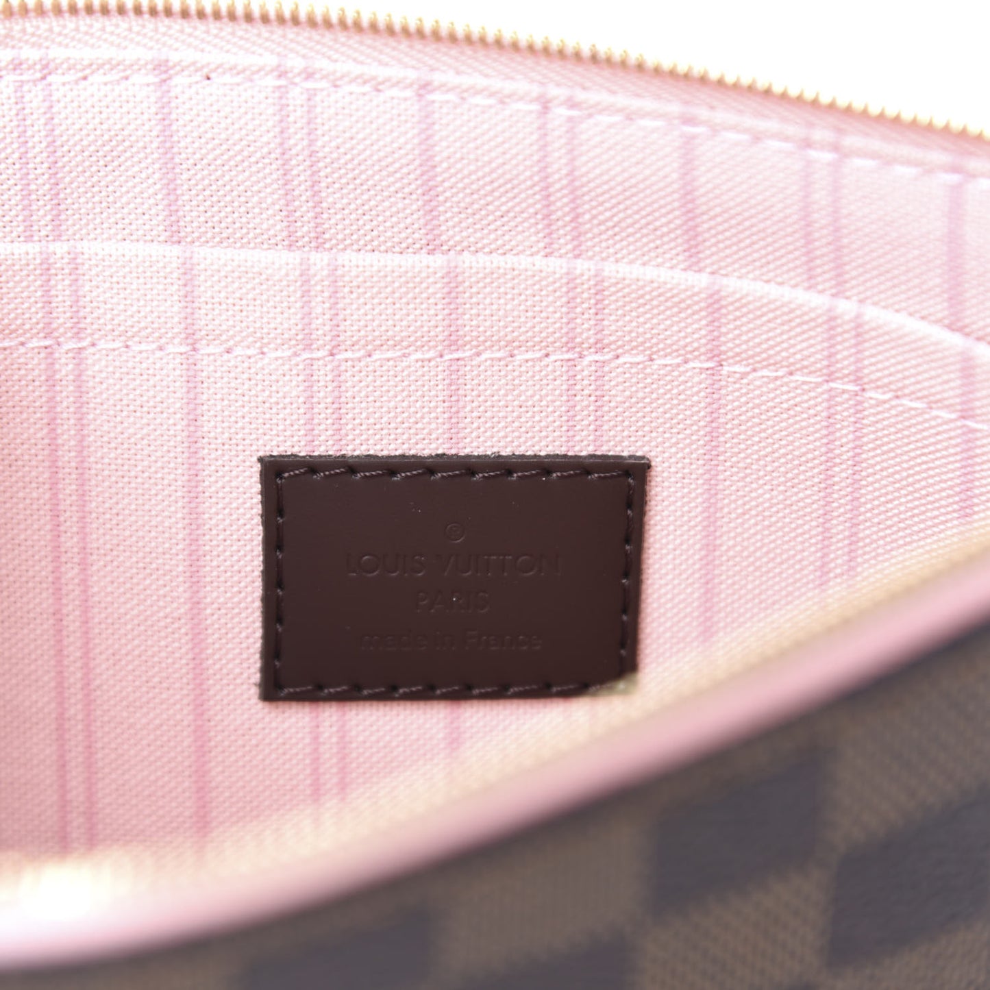 Damier Ebene Neverfull MM GM Pochette Rose Ballerine