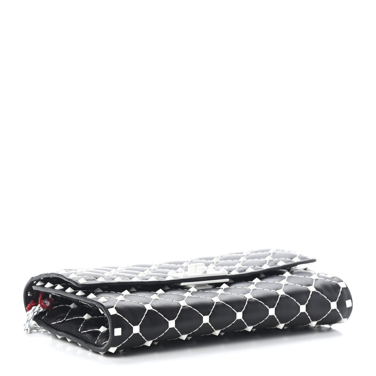 Lambskin Free Rockstud Spike Wallet On Chain Black