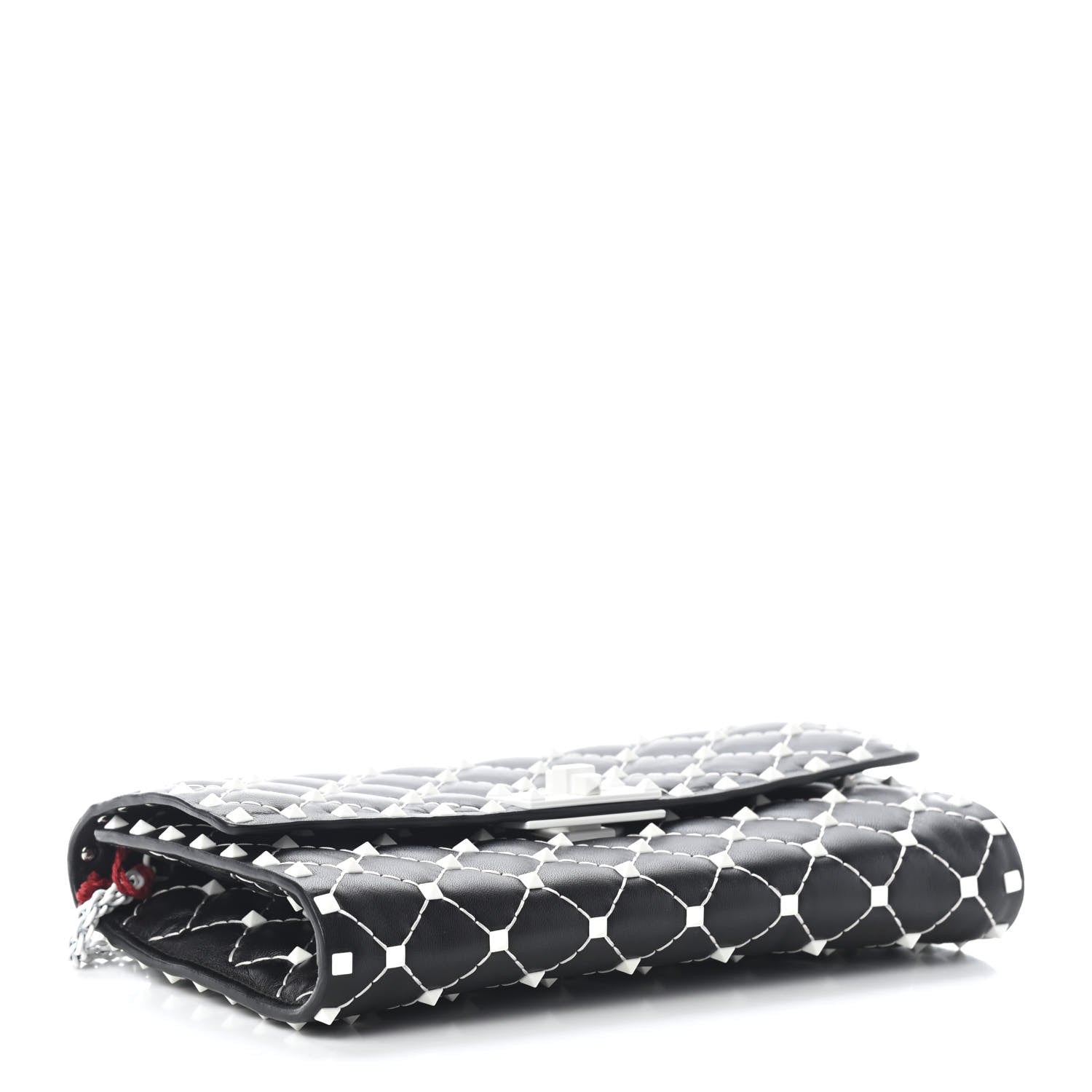 Valentino Garavani Lambskin Free Rockstud Spike Wallet On Chain Black 4 of 7