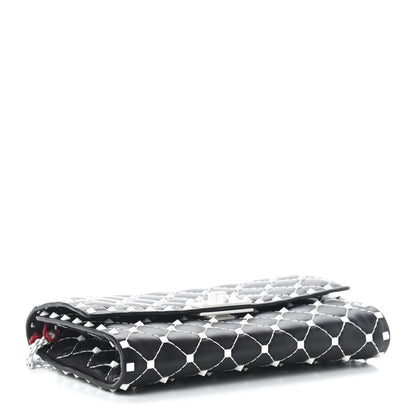 Valentino Garavani Lambskin Free Rockstud Spike Wallet On Chain Black 4 of 7