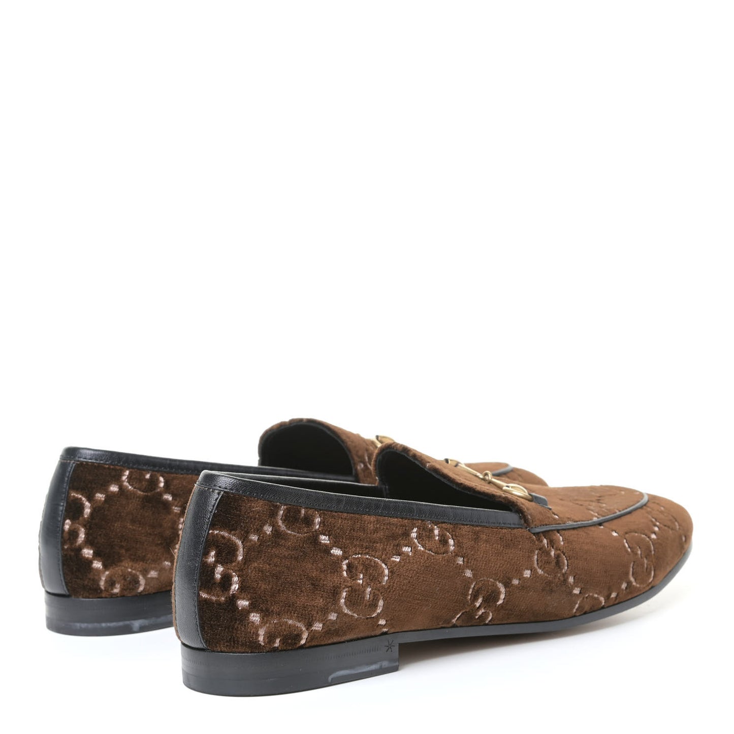 Velvet GG Monogram Horsebit Womens Jordaan Loafers 39.5 Brown Black