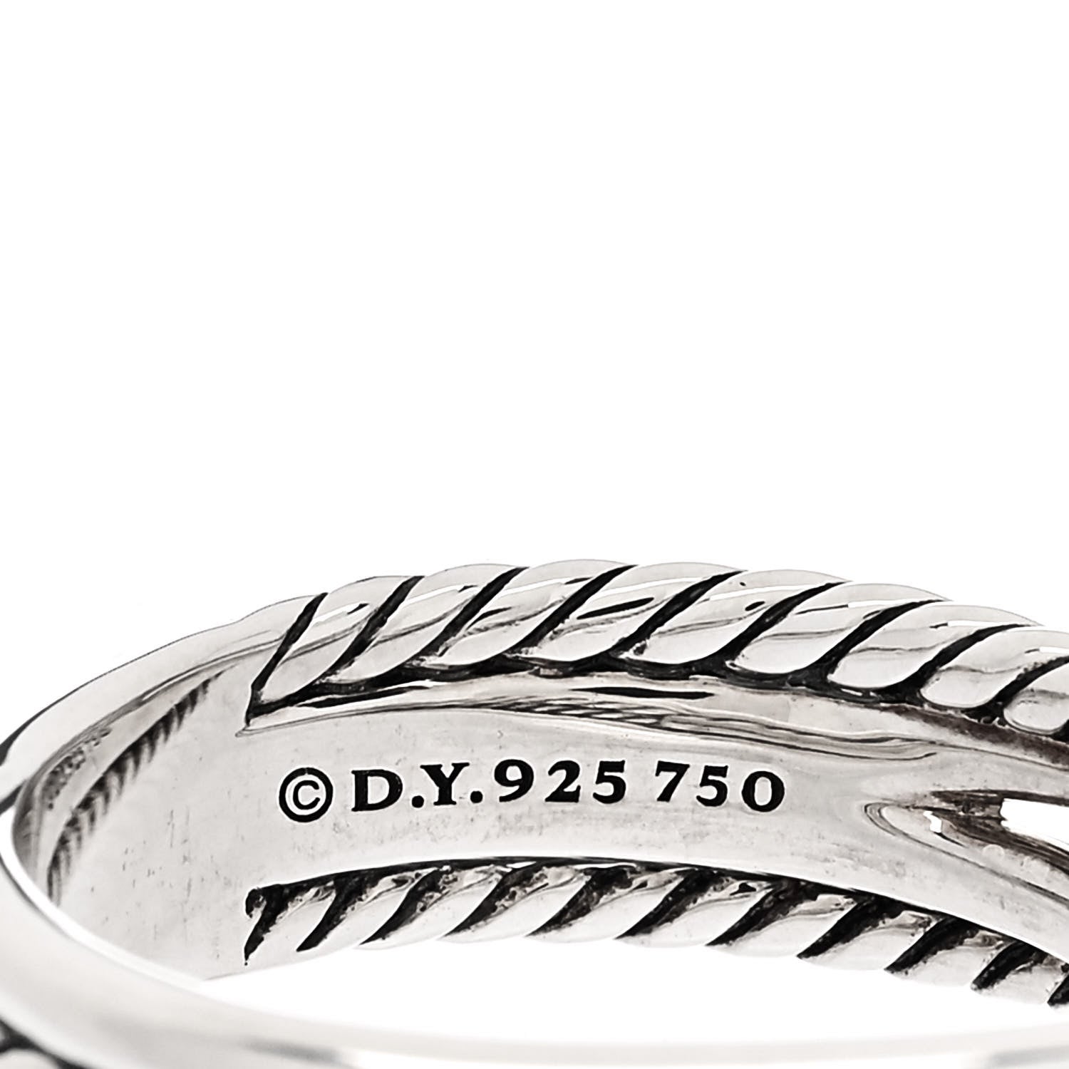 David Yurman Sterling Silver 18K Yellow Gold 6mm X Crossover Ring 54 7 4 of 4