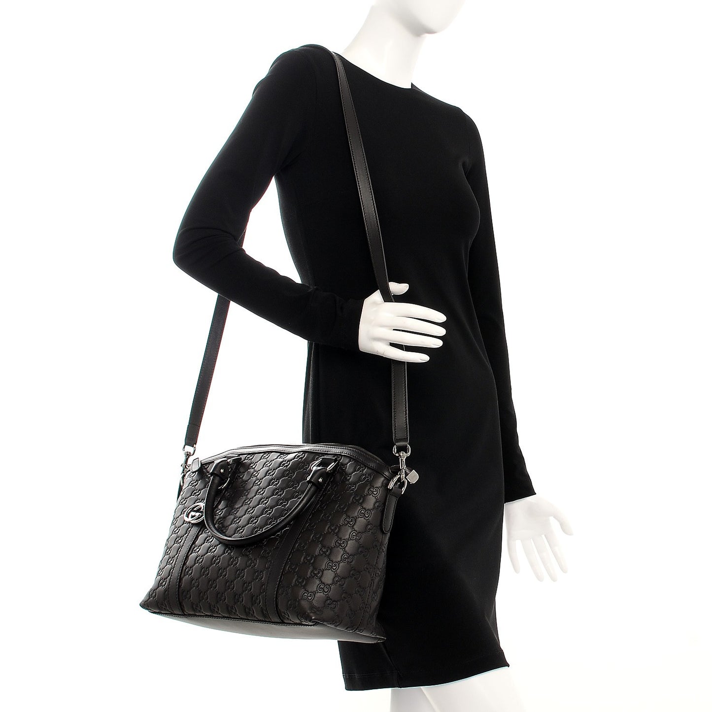 Guccissima Medium GG Charm Dome Satchel Dark Brown