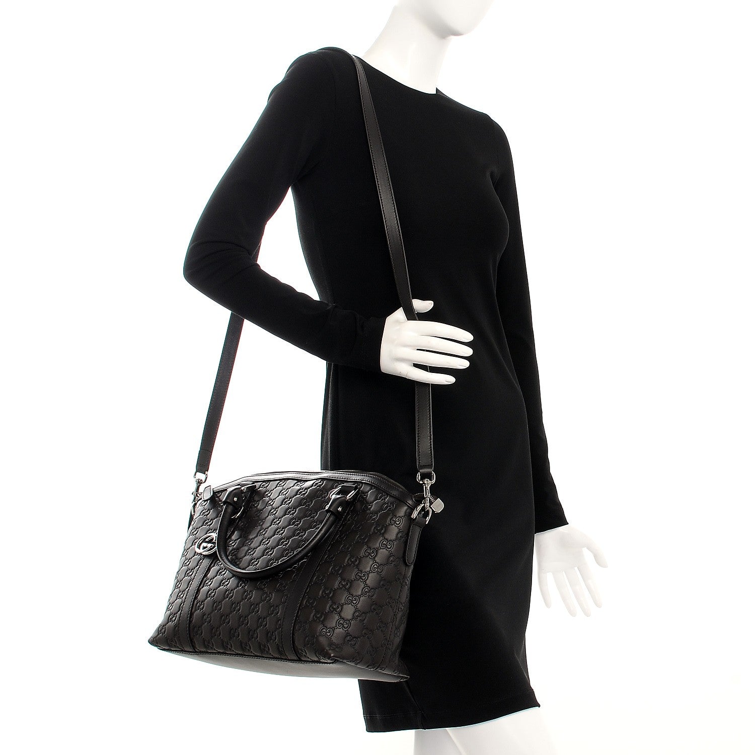 Gucci Guccissima Medium GG Charm Dome Satchel Dark Brown 2 of 8