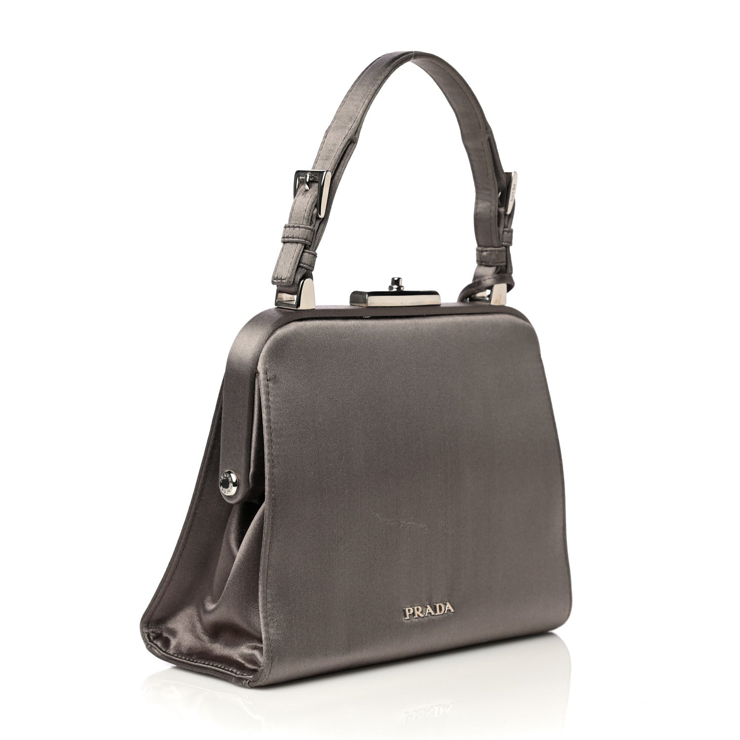Prada Satin Embellished Framed Bag Fumo 2 of 15