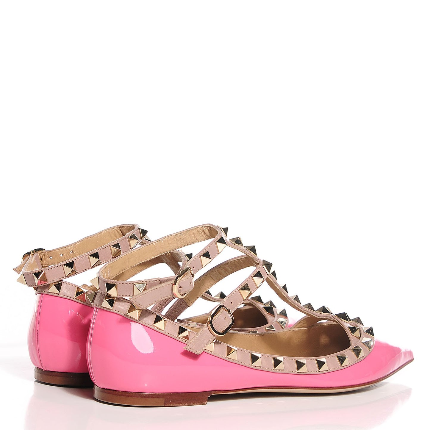 Patent Rockstud Cage Ballerina Flats 36 Pink Poudre