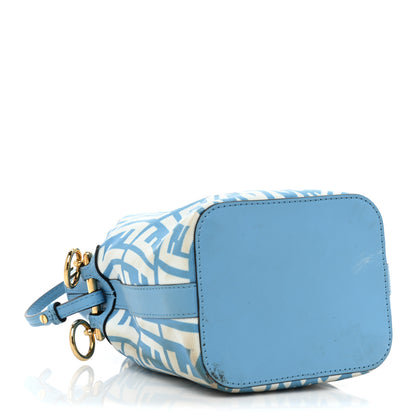 Fendi X SARAH COLEMAN Glazed Canvas Vitello King F is Fendi FF Vertigo Mini Mon Tresor Bucket Bag Cyber Blue White 4 of 16