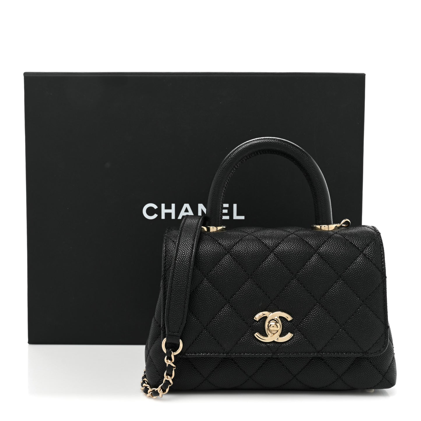 Caviar Quilted Extra Mini Coco Handle Flap Black