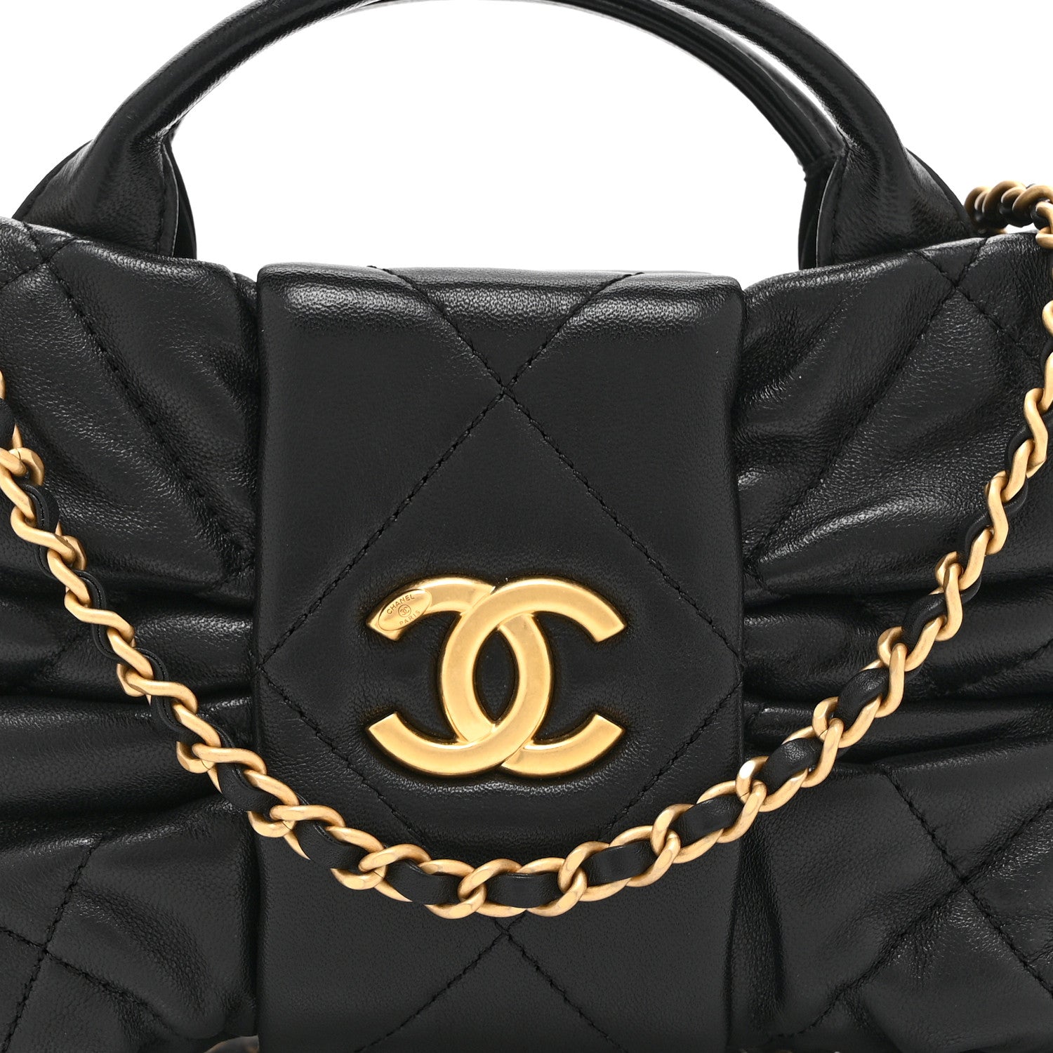 Chanel Lambskin Quilted Mini Bow Bag Black 8 of 10