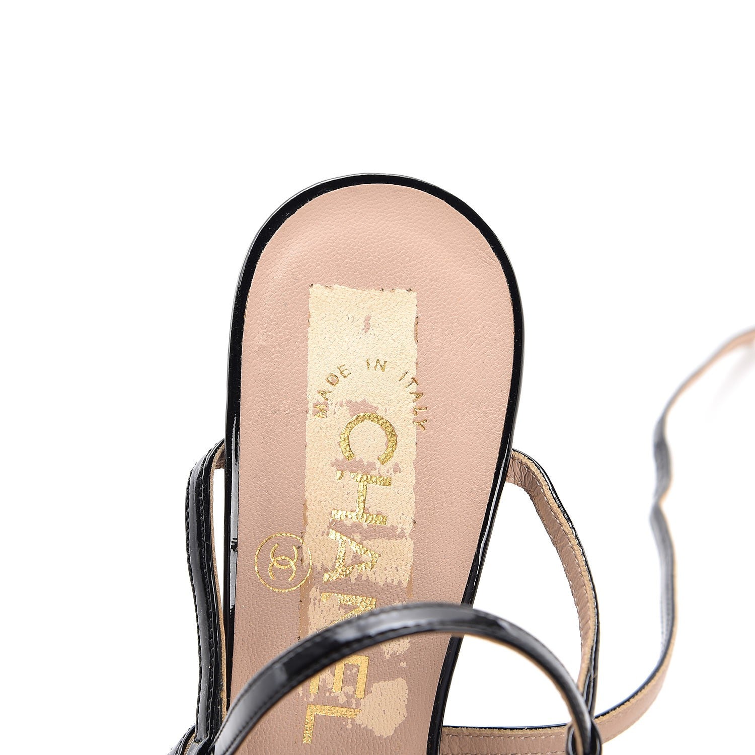 Chanel Patent CC Logo Strappy Sandals 36 Black 9 of 9