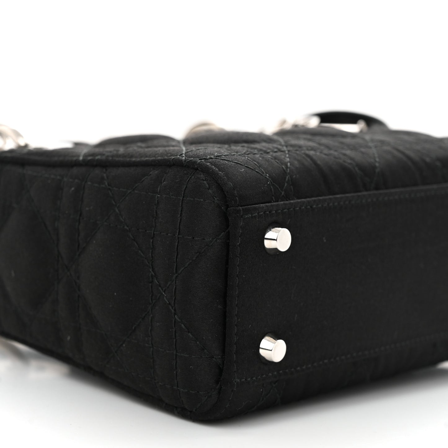 Satin Cannage Mini Lady Dior Black