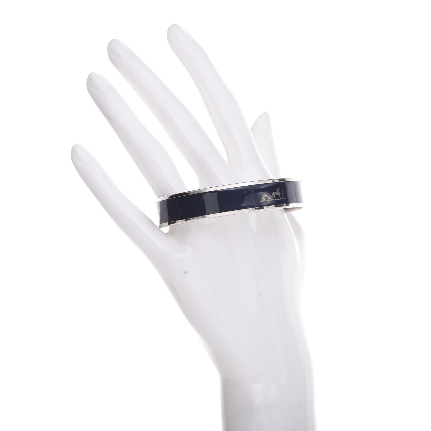 Hermes Enamel Printed Medium Caleche Bracelet 65 Bleu 2 of 5