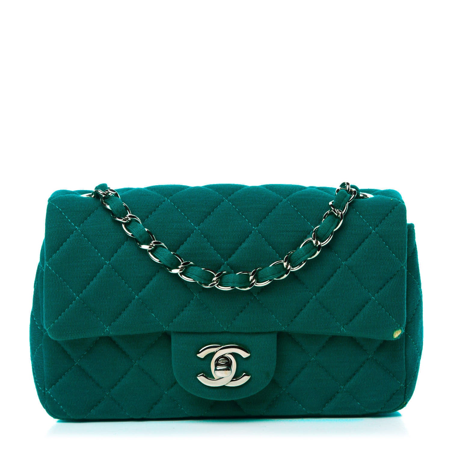 Chanel Jersey Quilted Mini Rectangular Flap Green 1 of 13
