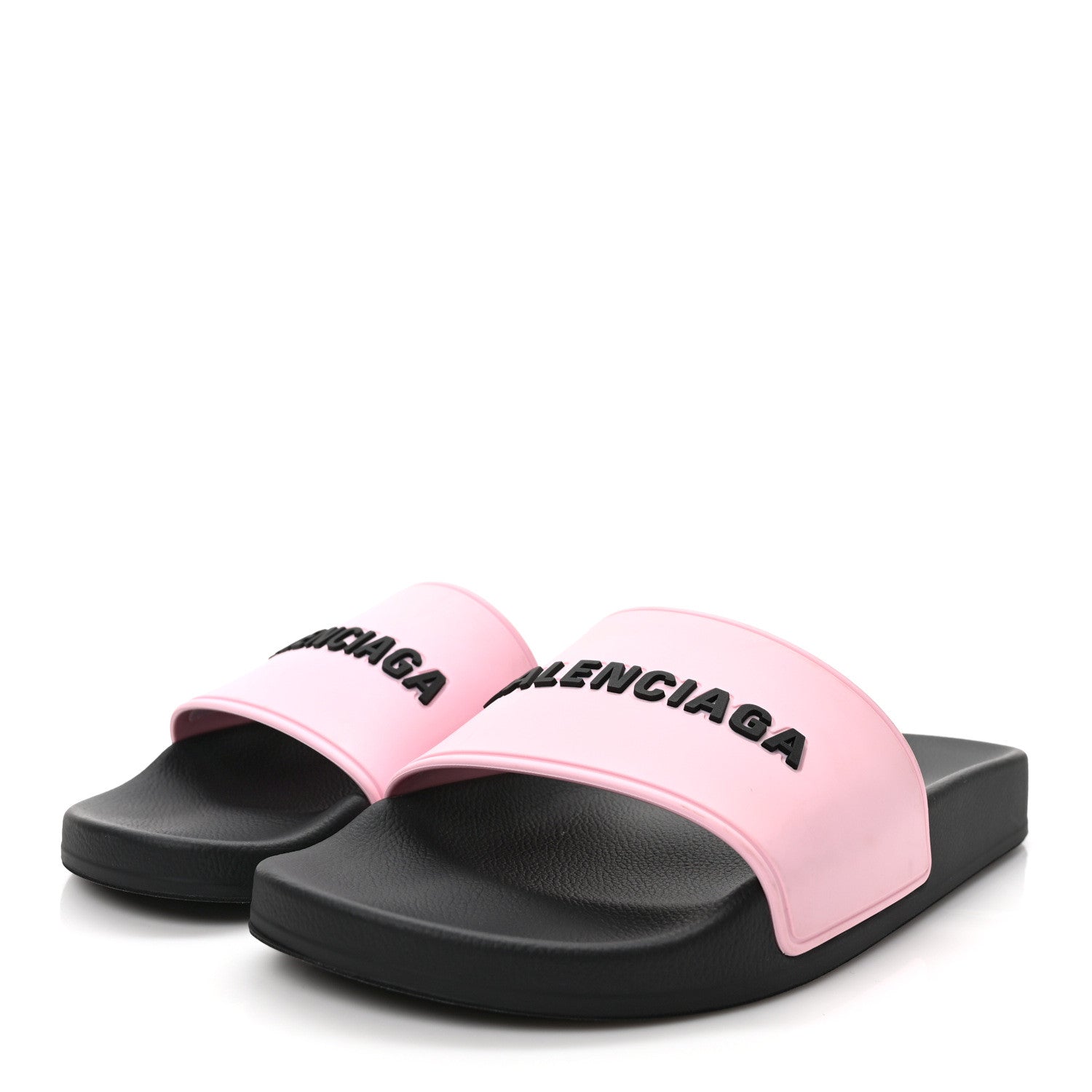 Balenciaga Rubber Logo Womens Pool Slide Sandals 38 Light Pink Black 3 of 7