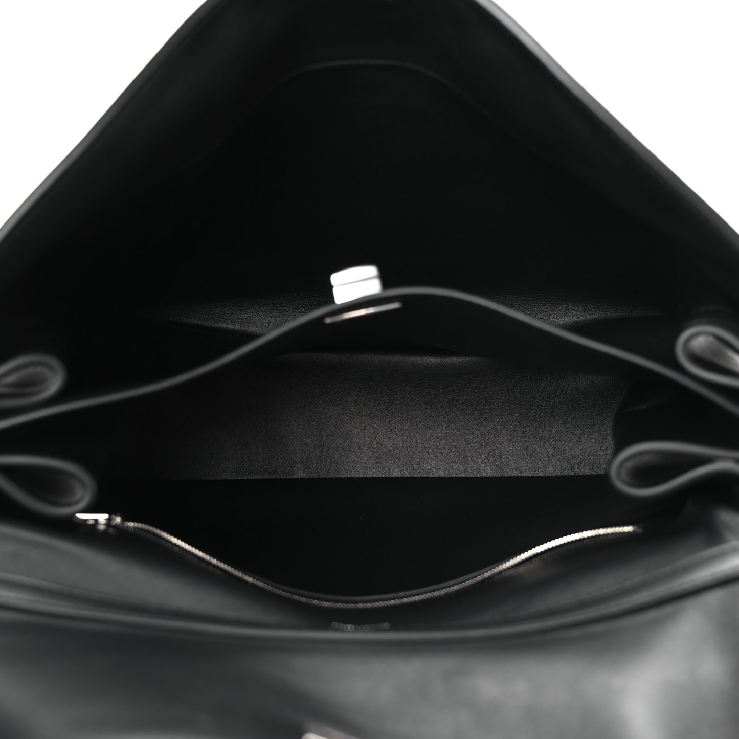 Natural Smooth Calfskin Medium Rodeo Top Handle Handbag Black