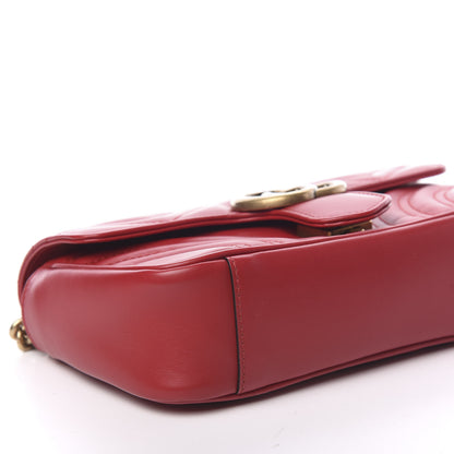 Gucci Calfskin Matelasse Mini GG Marmont Shoulder Bag Hibiscus Red 7 of 9
