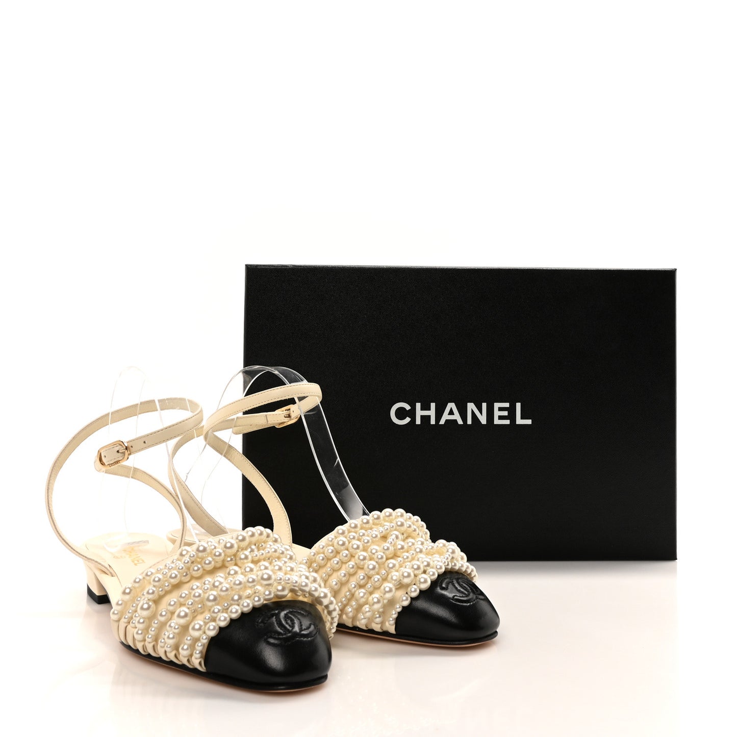 Lambskin Pearl Slingbacks 37.5 Ivory Black