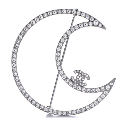 Chanel Crystal CC Moon Brooch Ruthenium 1 of 5