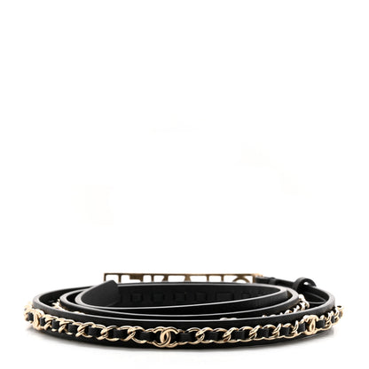 Chanel Calfskin Chain Logo Skinny Belt 85/34 Black 2 of 7