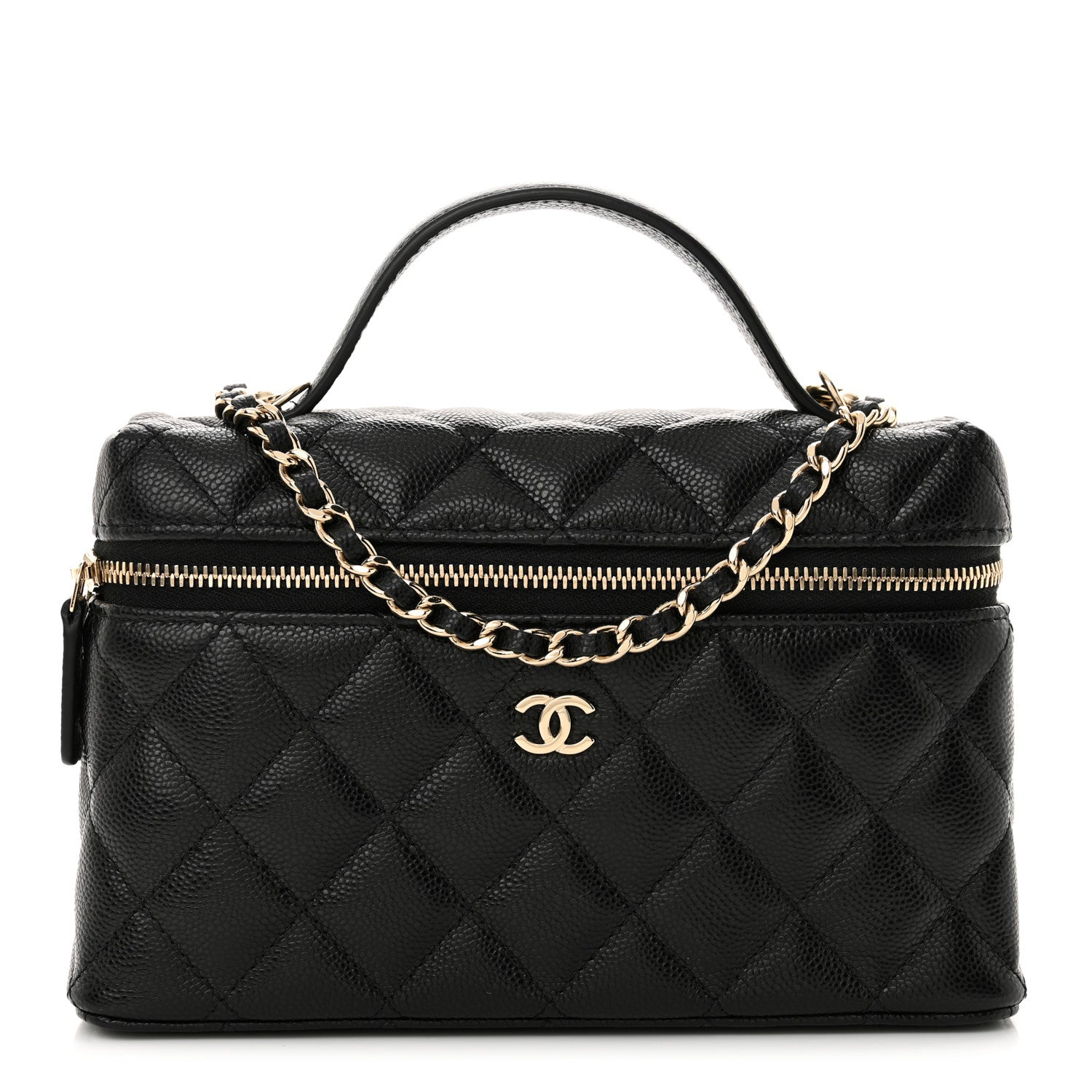 Chanel Caviar Quilted Top Handle Slim Vanity With Chain Black 1 of 11