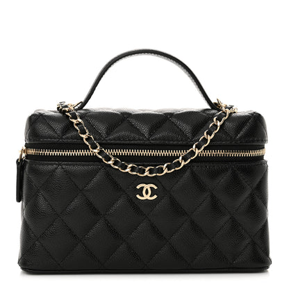 Chanel Caviar Quilted Top Handle Slim Vanity With Chain Black 1 of 11