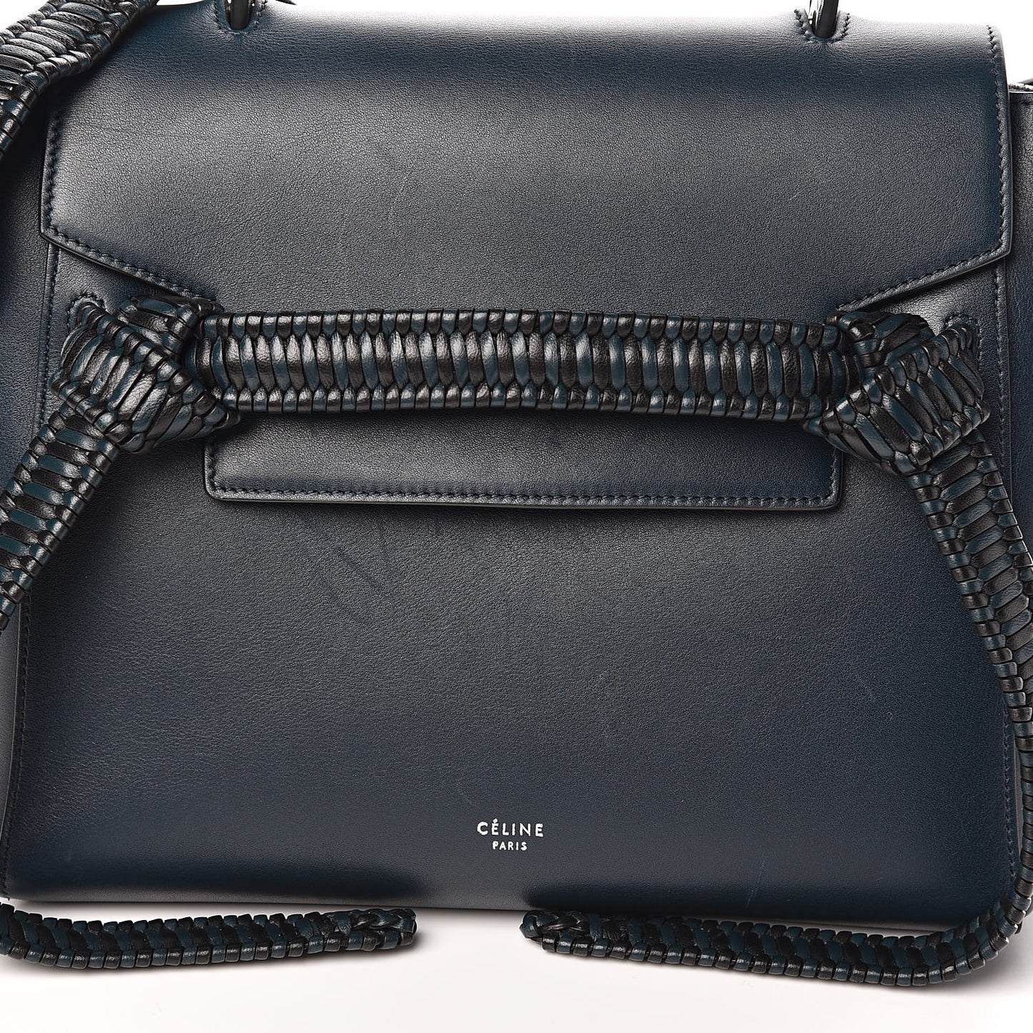 Smooth Calfskin Micro Bi-Color Braided Belt Bag Dark Sea