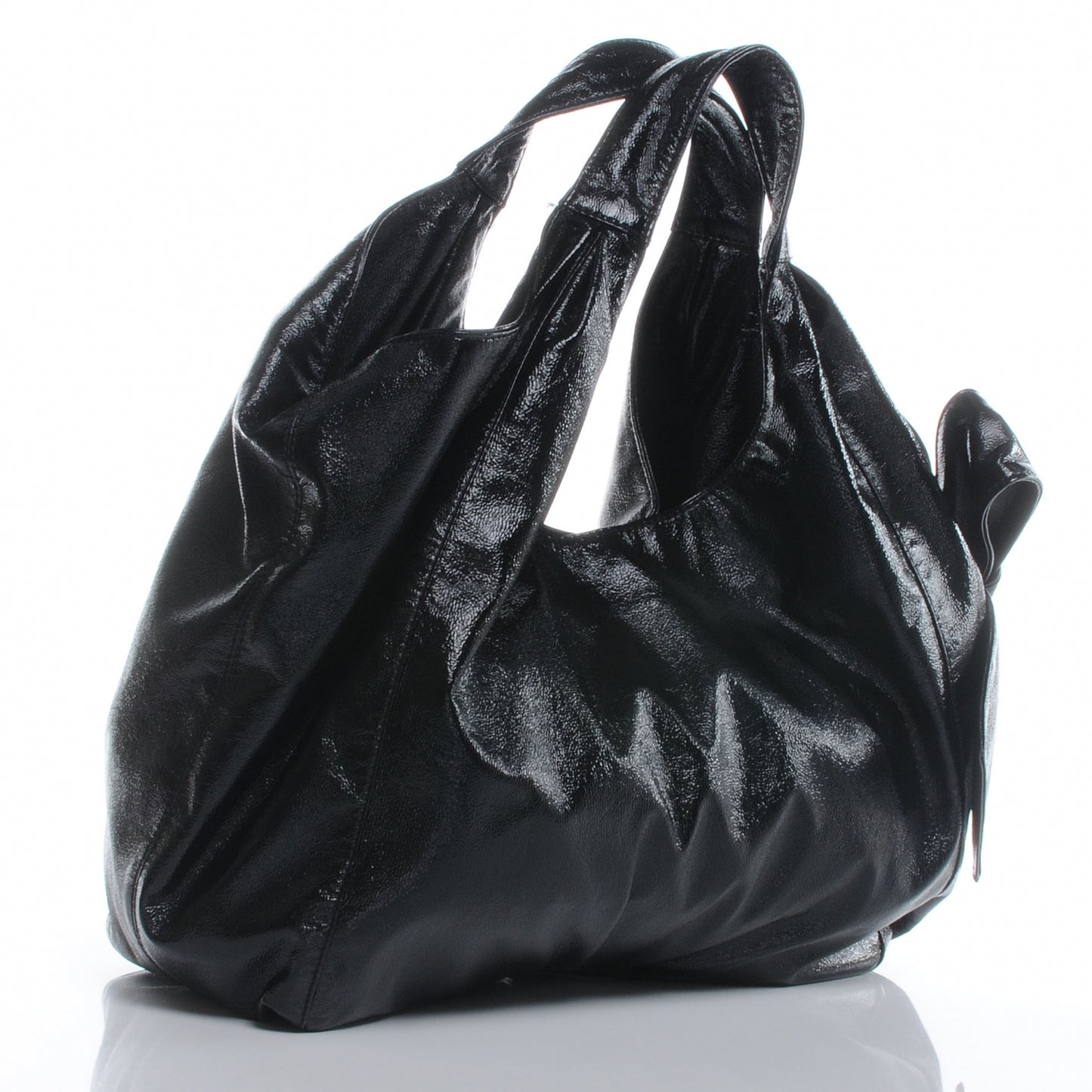 Crinkled Canvas Nuage Bow Tote Black