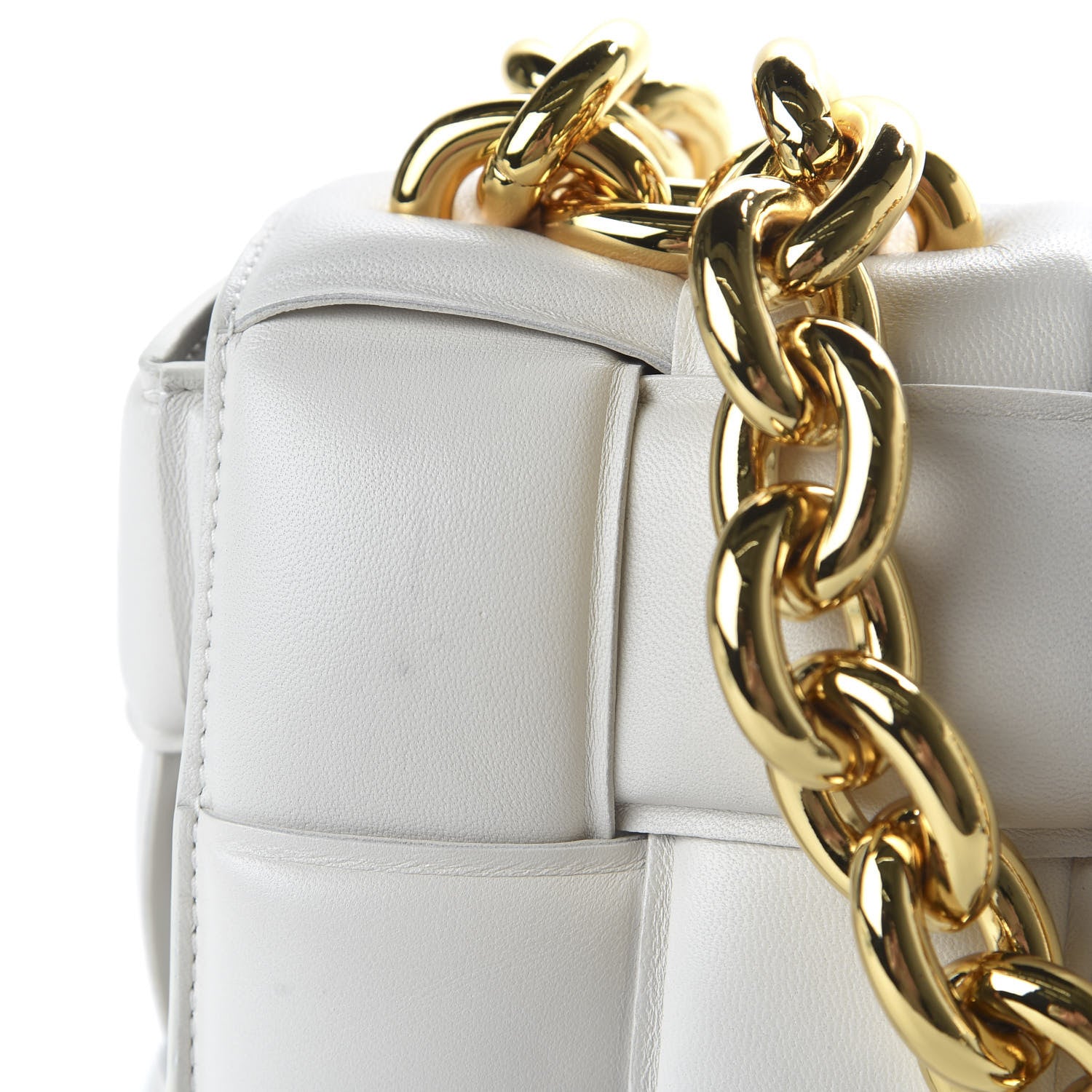 Bottega Veneta Lambskin Maxi Intreccio Padded Chain Cassette Crossbody Bag White 9 of 9