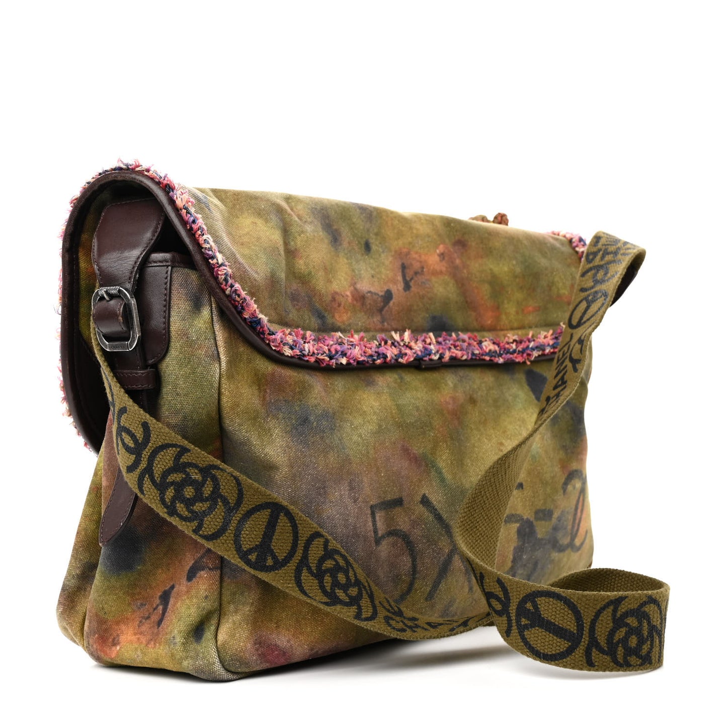 Washed Toile Large Graffiti On The Pavements Messenger Khaki Multicolor