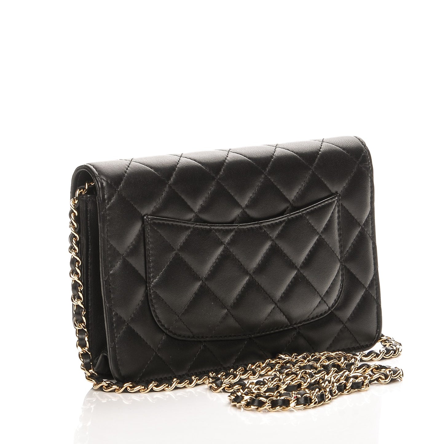 Lambskin Quilted Emoticon Wallet On Chain WOC Black