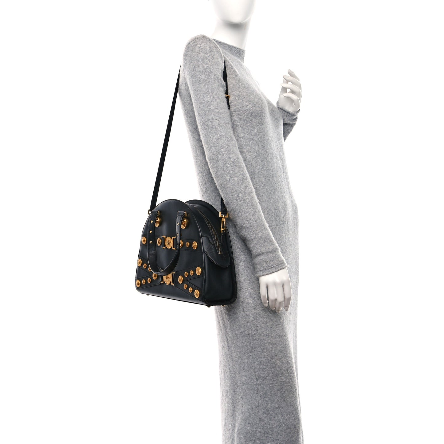 Calfskin Medallion Tribute Bowling Bag Black
