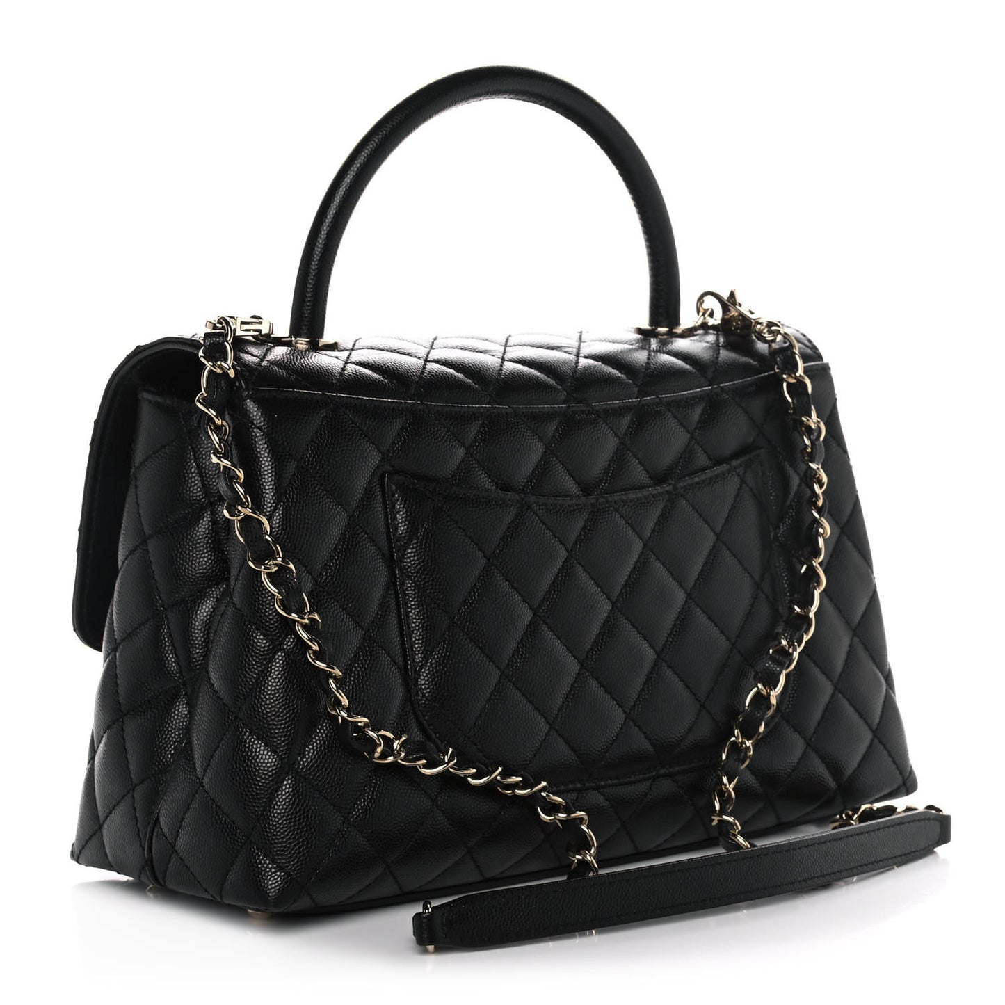 Caviar Quilted Small Coco Handle Flap Black