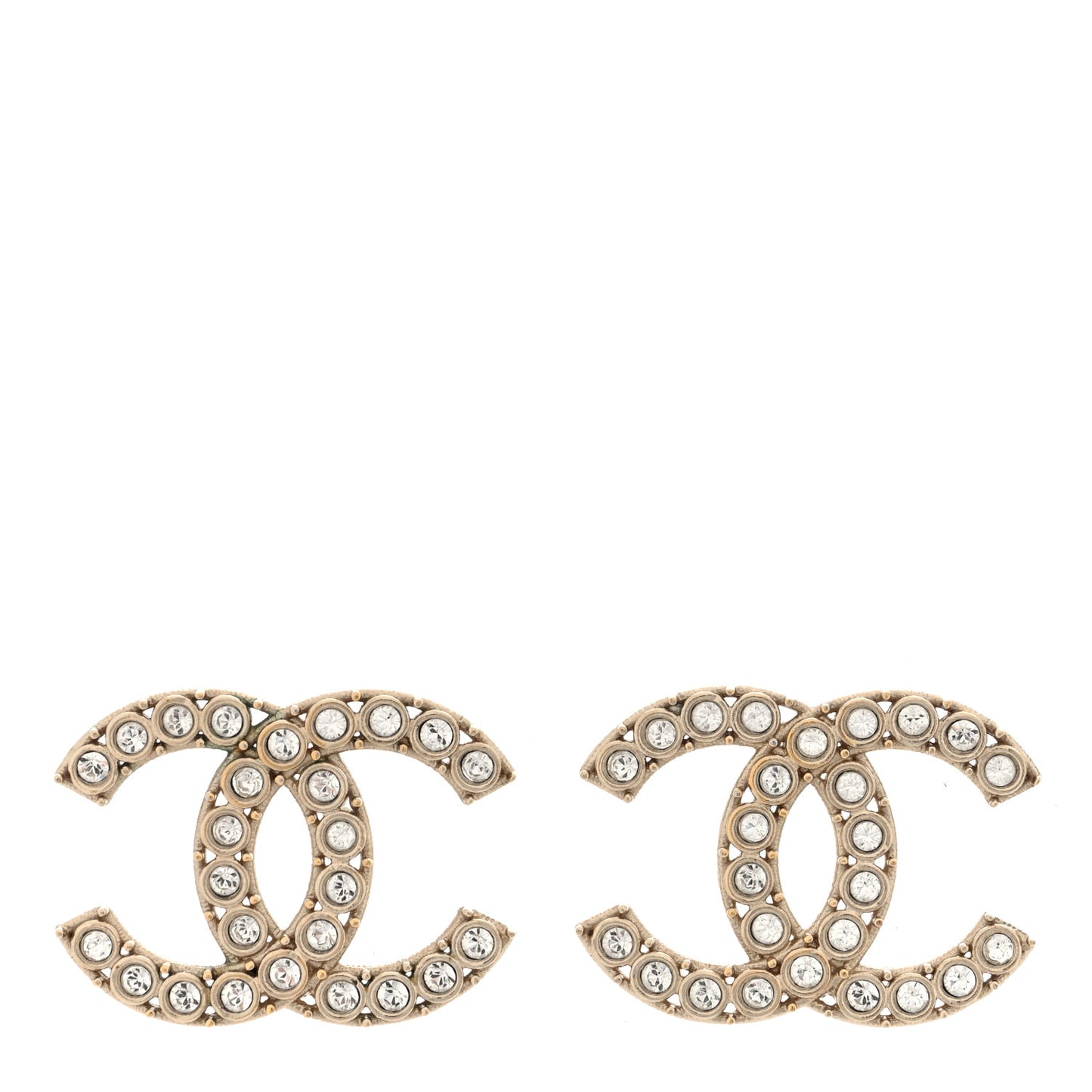 Crystal CC Earrings Light Gold