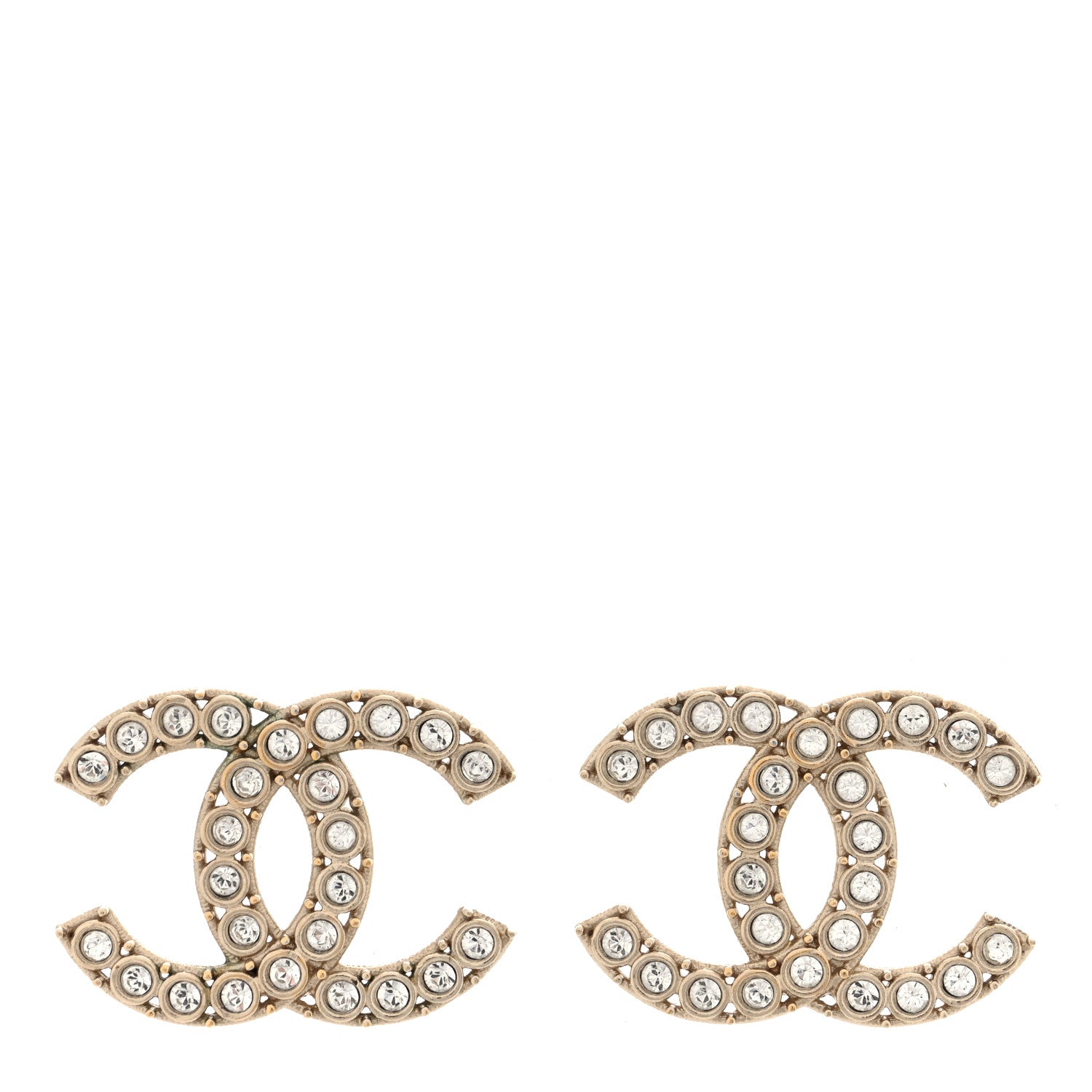 Chanel Crystal CC Earrings Light Gold 1 of 4