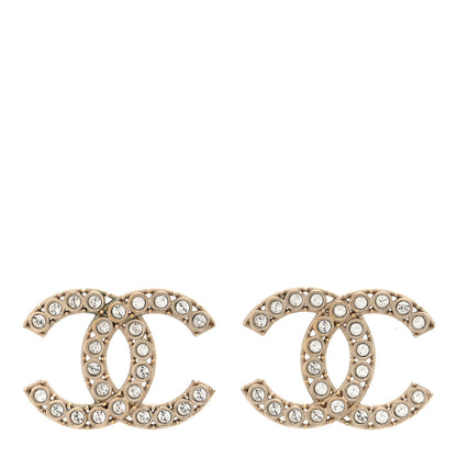 Chanel Crystal CC Earrings Light Gold 1 of 4