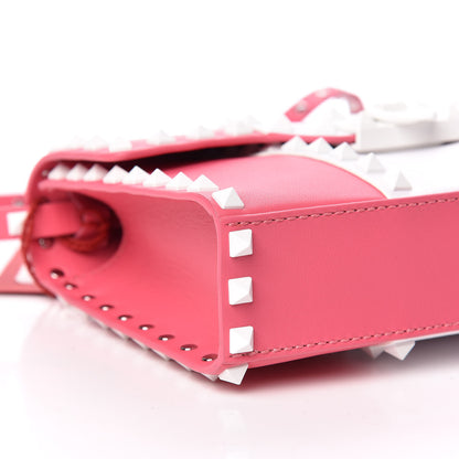 Valentino Garavani Vitello Colorblock Medium Free Rockstud Flip Lock Crossbody Bag Shadow Pink Optic White 5 of 10