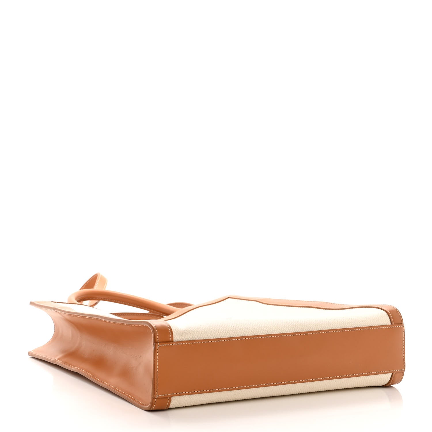 Celine Canvas Calfskin Logo Print Small Vertical Cabas Natural Tan 4 of 11