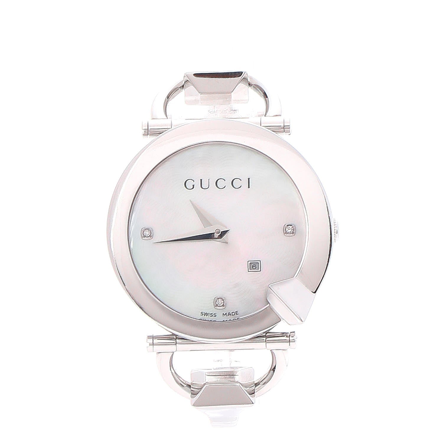 Gucci Stainless Steel Diamond Mother of Pearl 35mm Chiodo Quartz Watch 1 of 7
