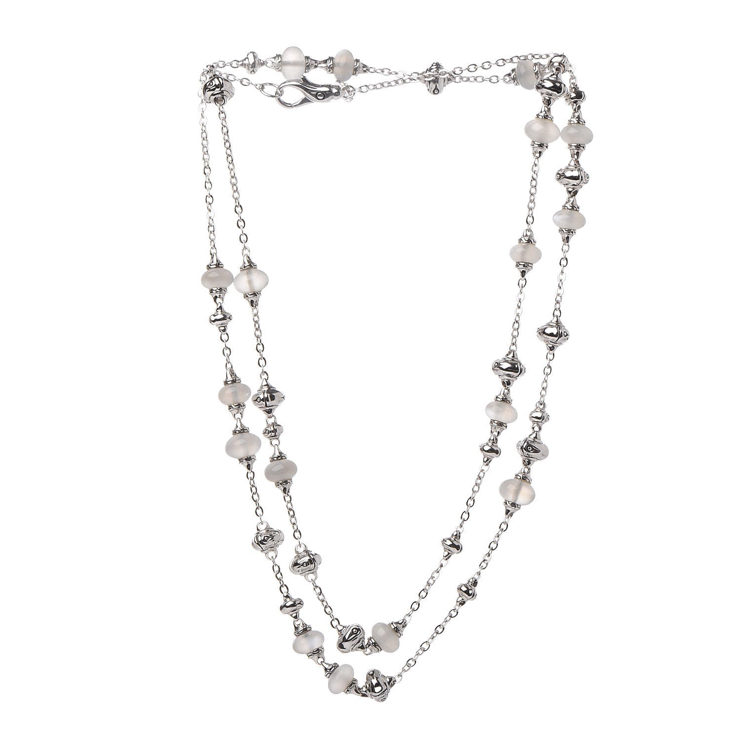 John Hardy Sterling Silver Moonstone Bamboo Sautoir Station Necklace 3 of 4