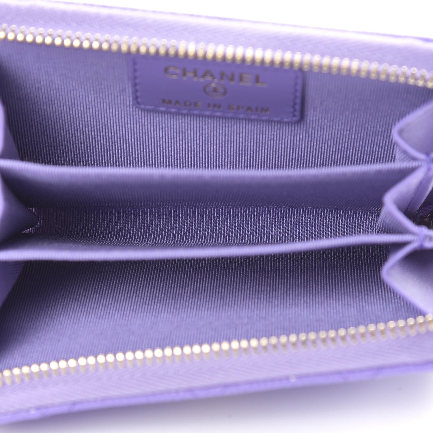 Chanel Caviar Quilted Zip Around Coin Purse Wallet Purple 5 of 8