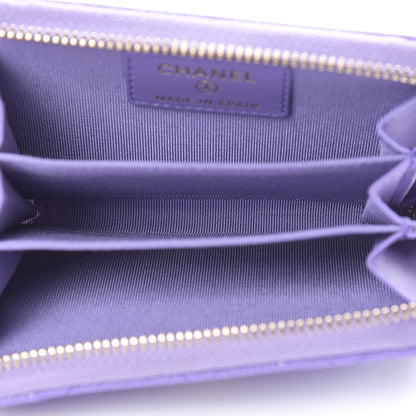 Chanel Caviar Quilted Zip Around Coin Purse Wallet Purple 5 of 8