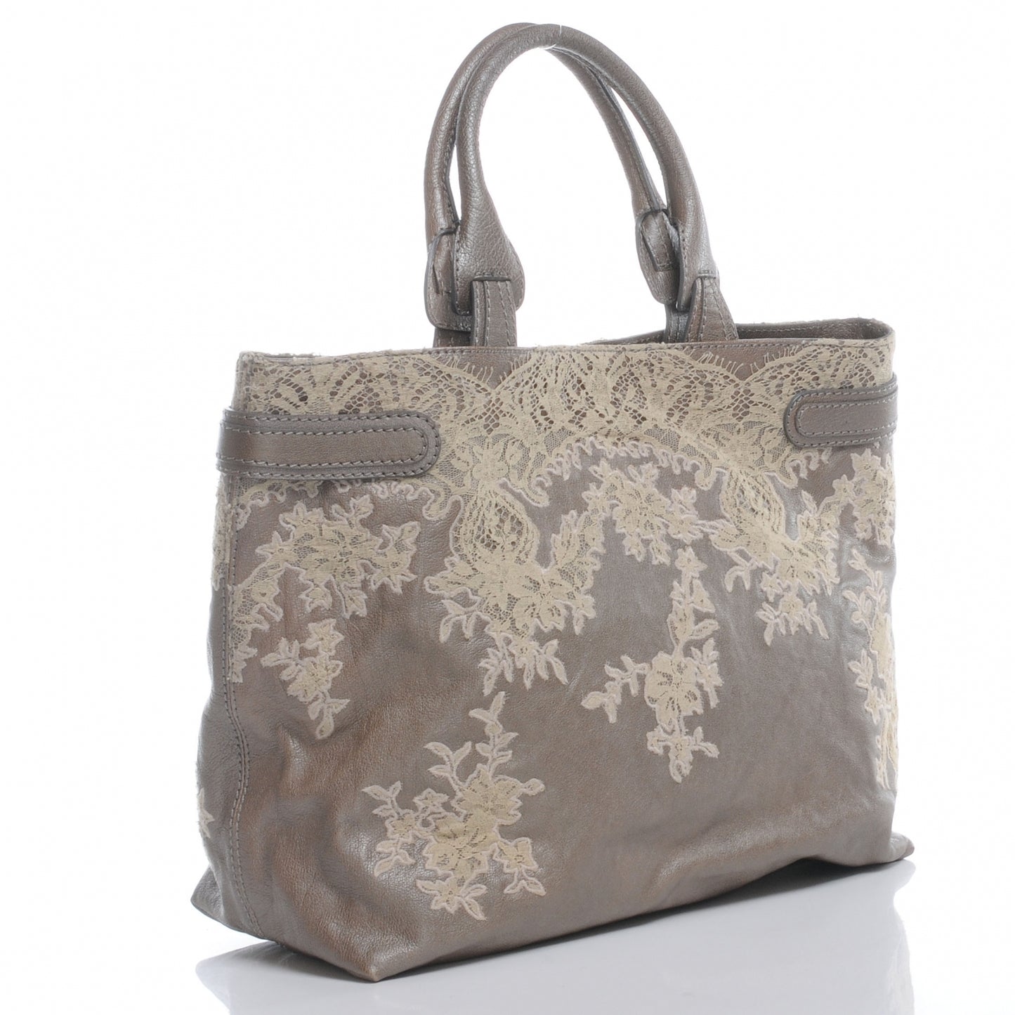 Leather Urban Lace Tote Taupe
