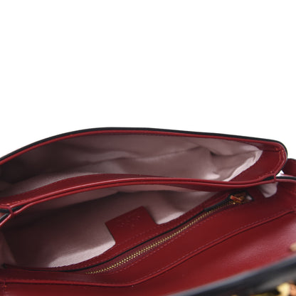 Gucci Vitello Palmellato Lux Bi-Color Small Arli Flap Shoulder Bag New Cherry Red Black 5 of 10