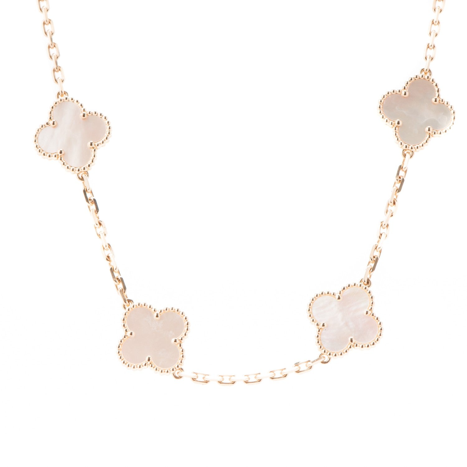 Van Cleef & Arpels 18K Yellow Gold Mother of Pearl 10 Motifs Vintage Alhambra Necklace 3 of 5