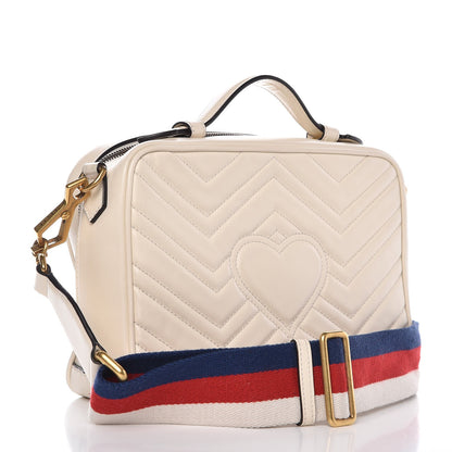 Gucci Calfskin Matelasse Sylvie Web Small GG Marmont Top Handle Shoulder Bag White 3 of 10
