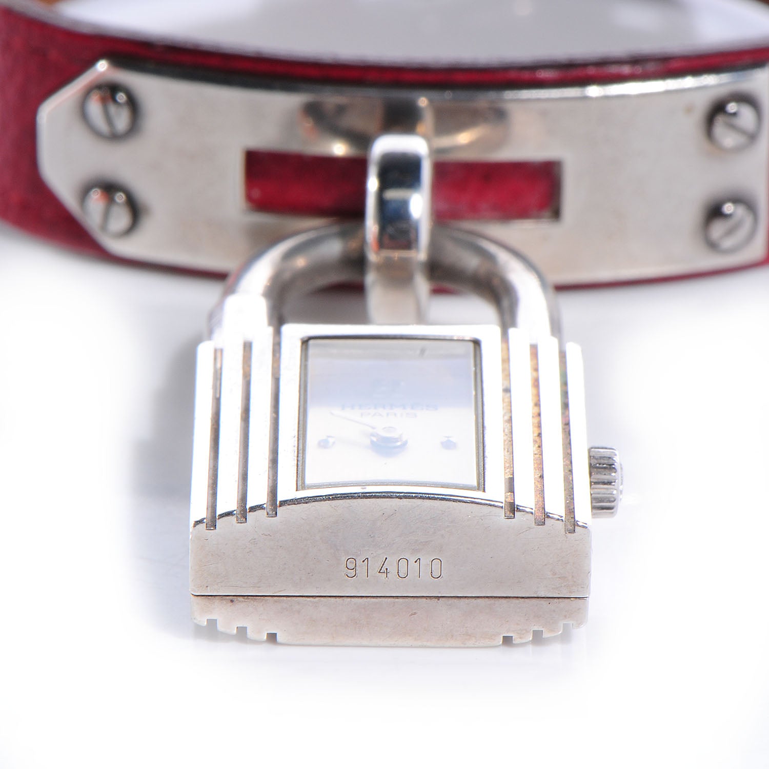 Hermes Stainless Steel Courchevel 20mm Kelly Cadena Quartz Watch Rouge 4 of 8